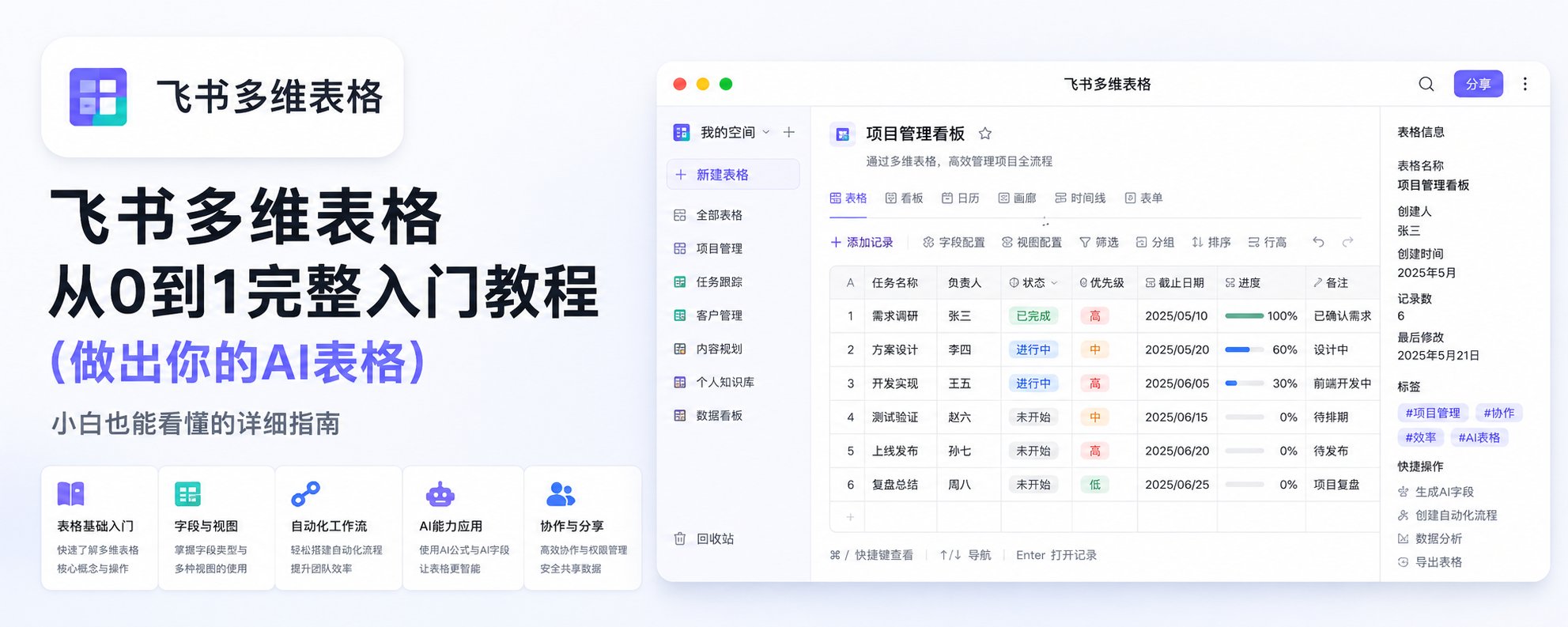 飞书多维表格小白教程(做出你的ai表格)