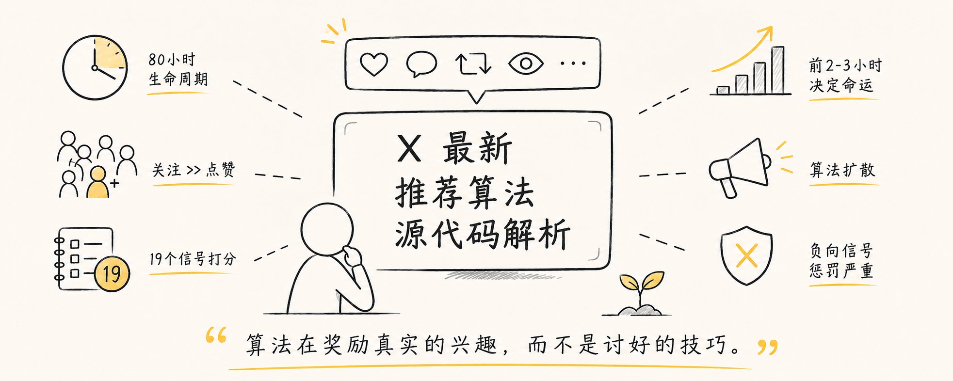 X 推荐算法源码里的 9 个关键机制：发帖时间、权重排序、负向惩罚全拆解