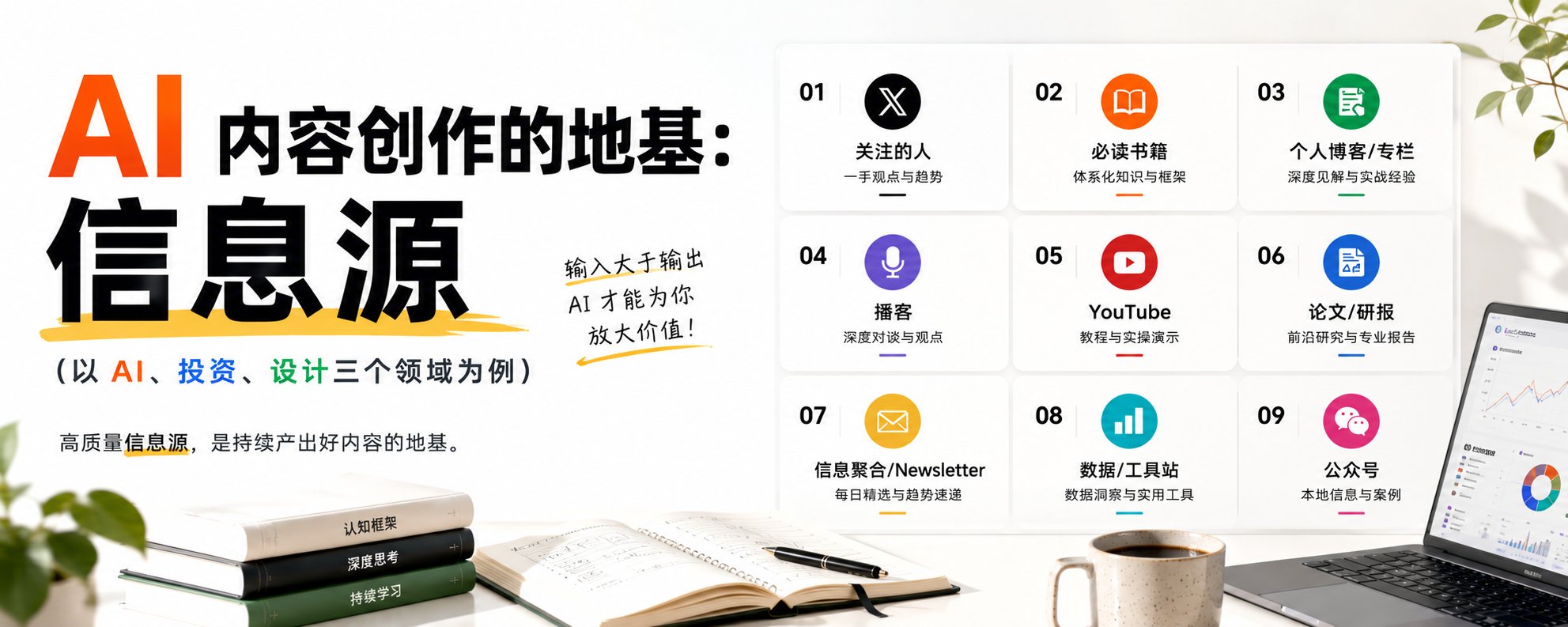 AI 内容创作的地基：信息源（以 AI、投资、设计三个领域为例）