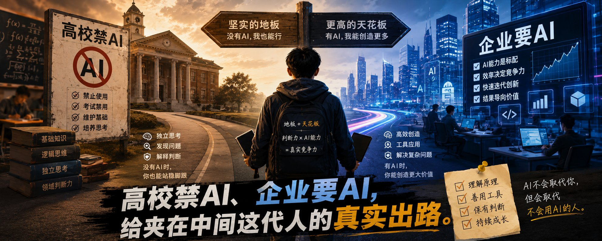 高校禁 AI、企业要 AI，给夹在中间这代人的真实出路