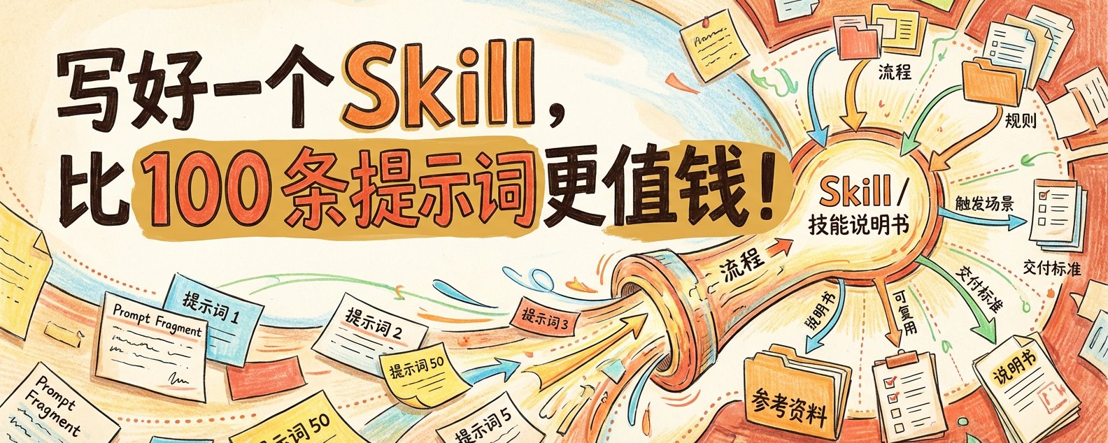 别再迷信所谓的神级提示词了，写好一个 Skill，比 100 条提示词更值钱！