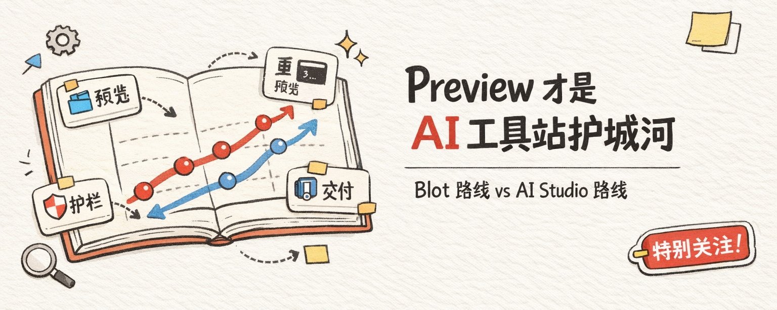 AI 工具站的护城河在 Preview：两条路线，决定是两周上线还是两个月填坑