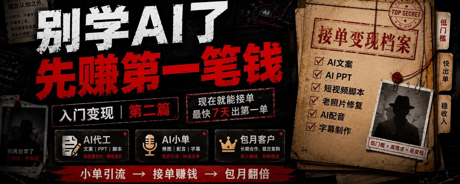 用AI接单变现先去赚第一笔钱