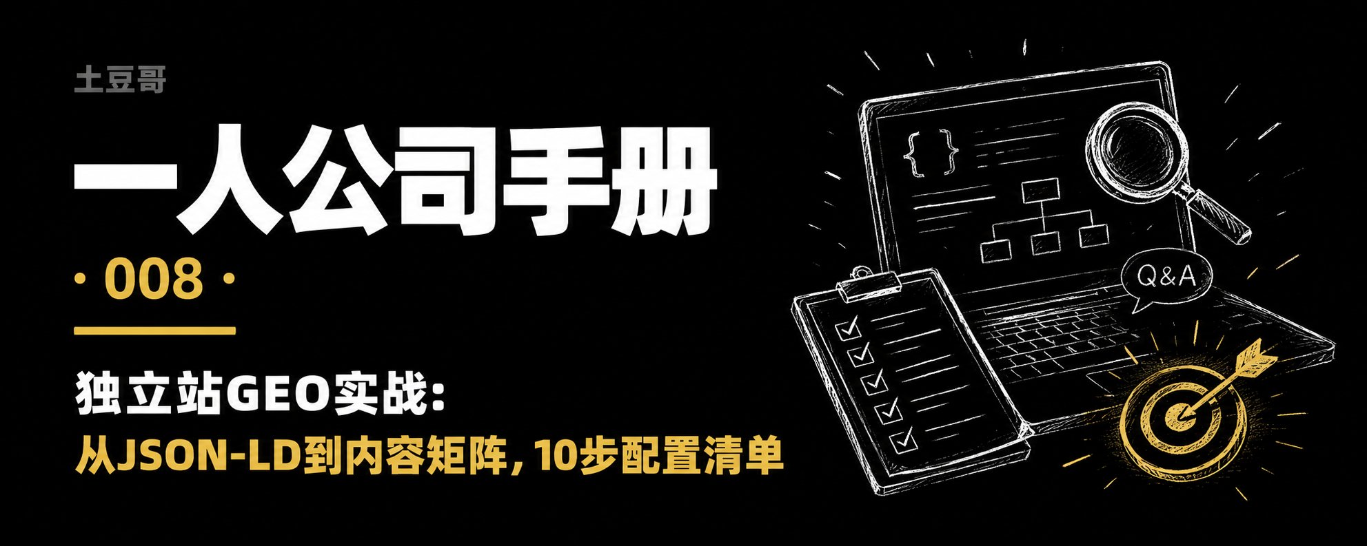 一人公司手册·008（下）：独立站 GEO 实战：从 JSON-LD 到内容矩阵，10 步配置清单