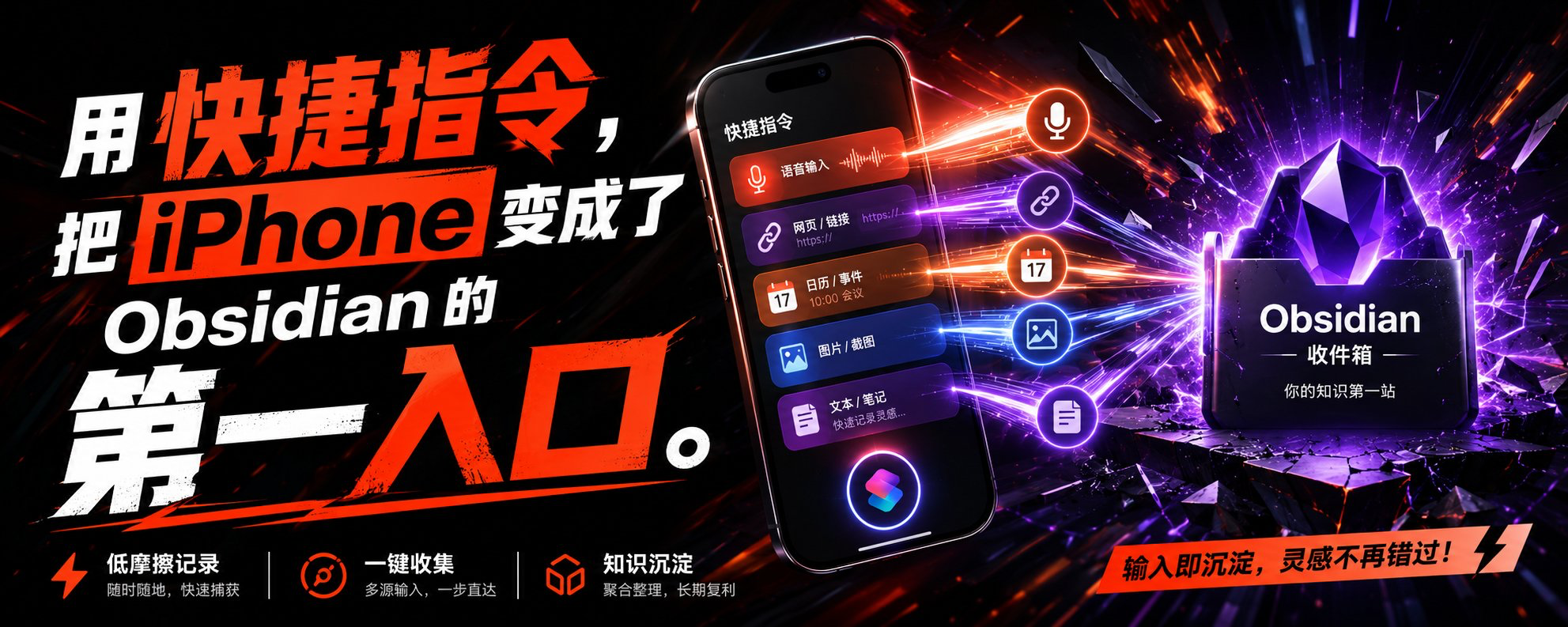 我用 4 个快捷指令，把 iPhone 变成了 Obsidian 的第一入口