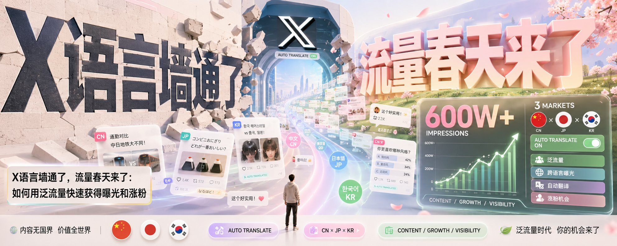 X语言墙通了，如何用泛流量快速获得曝光和涨粉？