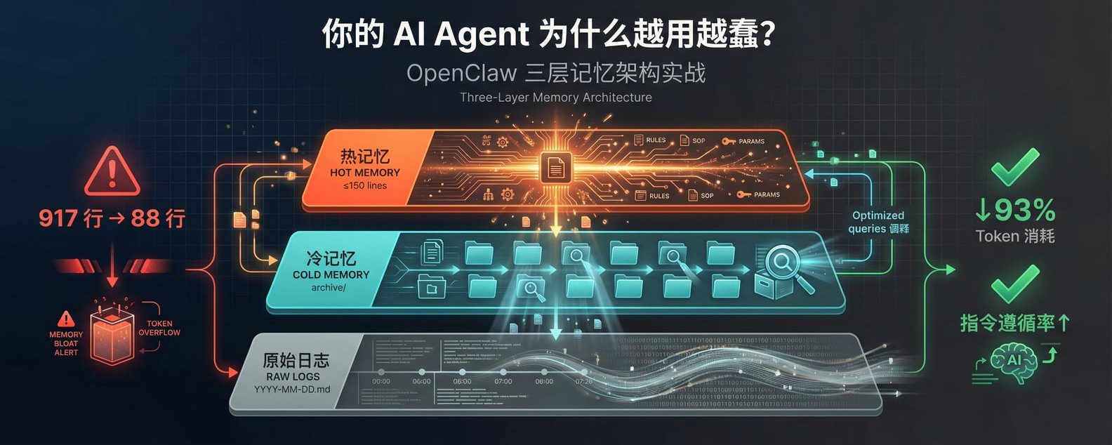 你的 AI Agent 为什么越用越蠢？OpenClaw 三层记忆架构实战