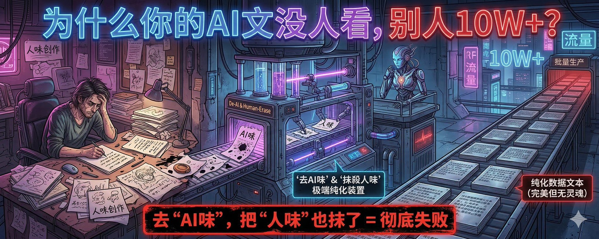 都是AI文，为什么你的没人看，别人10W+？ 去“AI味”，把“人味”也抹了