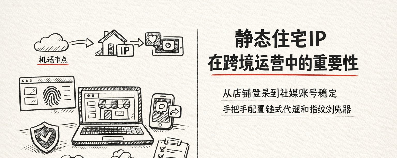 静态住宅IP在跨境运营中的重要性：从店铺登录到社媒账号稳定，手把手配置链式代理和指纹浏览器