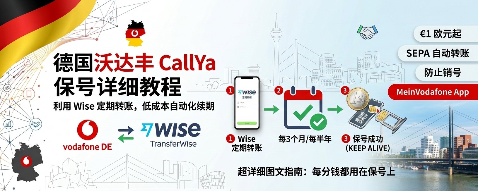 德国沃达丰几乎0元保号教程